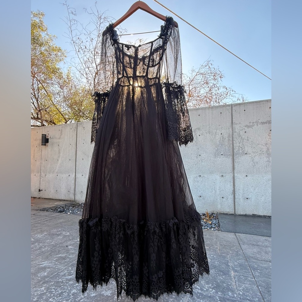 DANCE WITH DEATH MAXI DRESS - BLACK